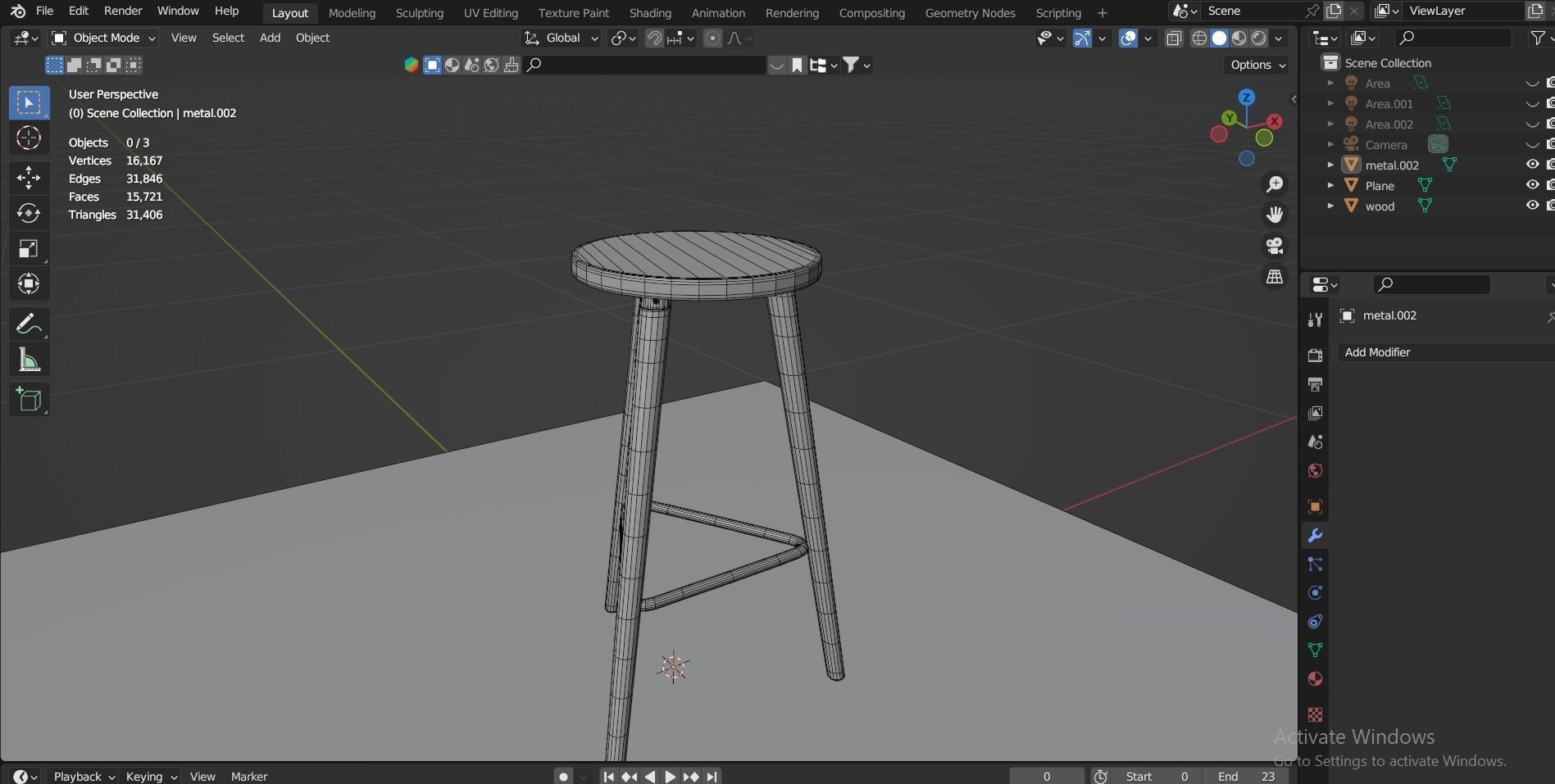 Bar Stool for Kitchen 3D model_33