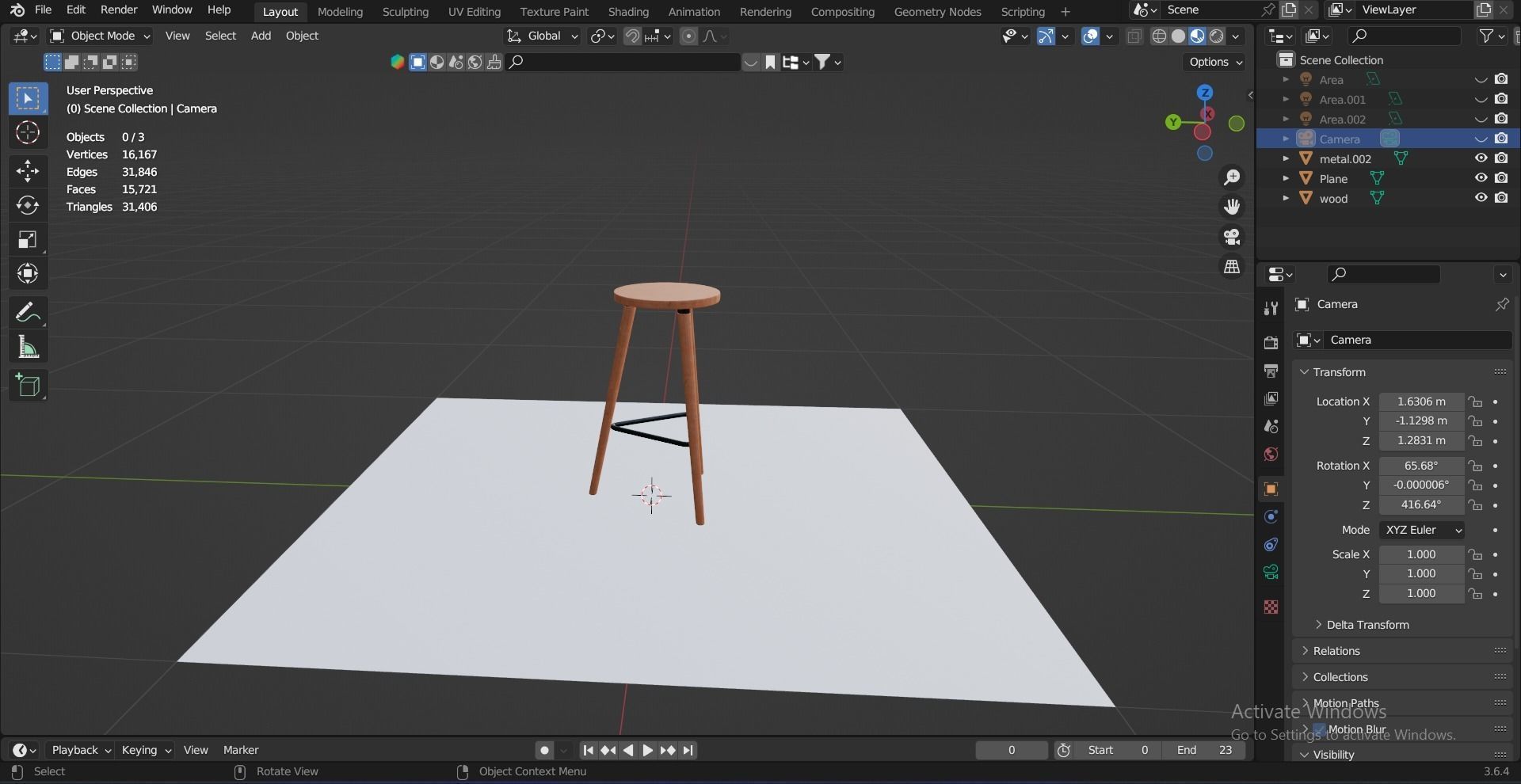 Bar Stool for Kitchen 3D model_30