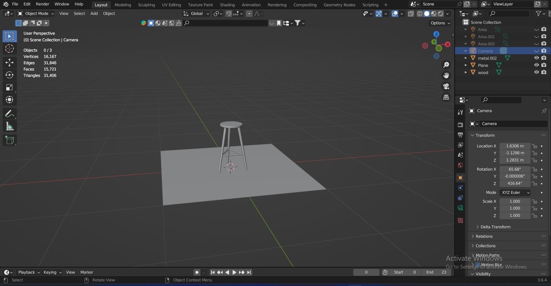 Bar Stool for Kitchen 3D model_29