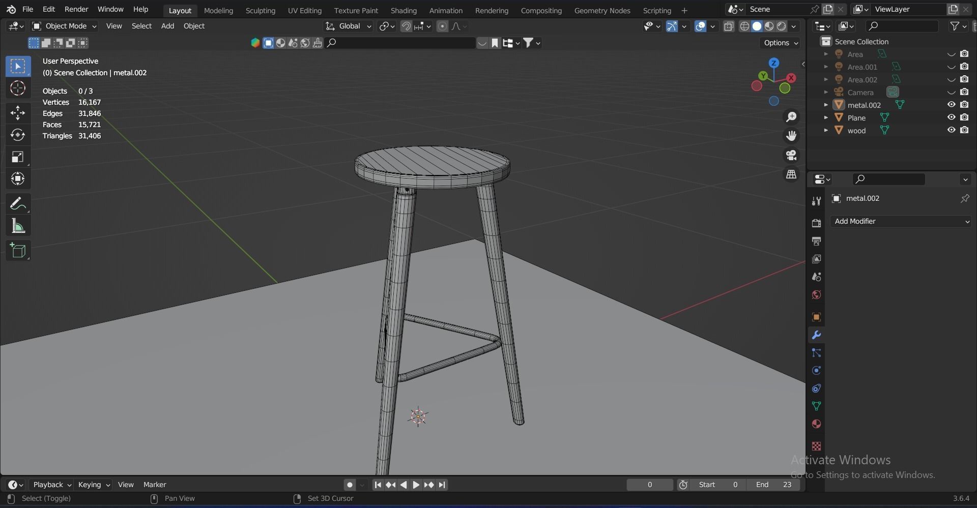 Bar Stool for Kitchen 3D model_34