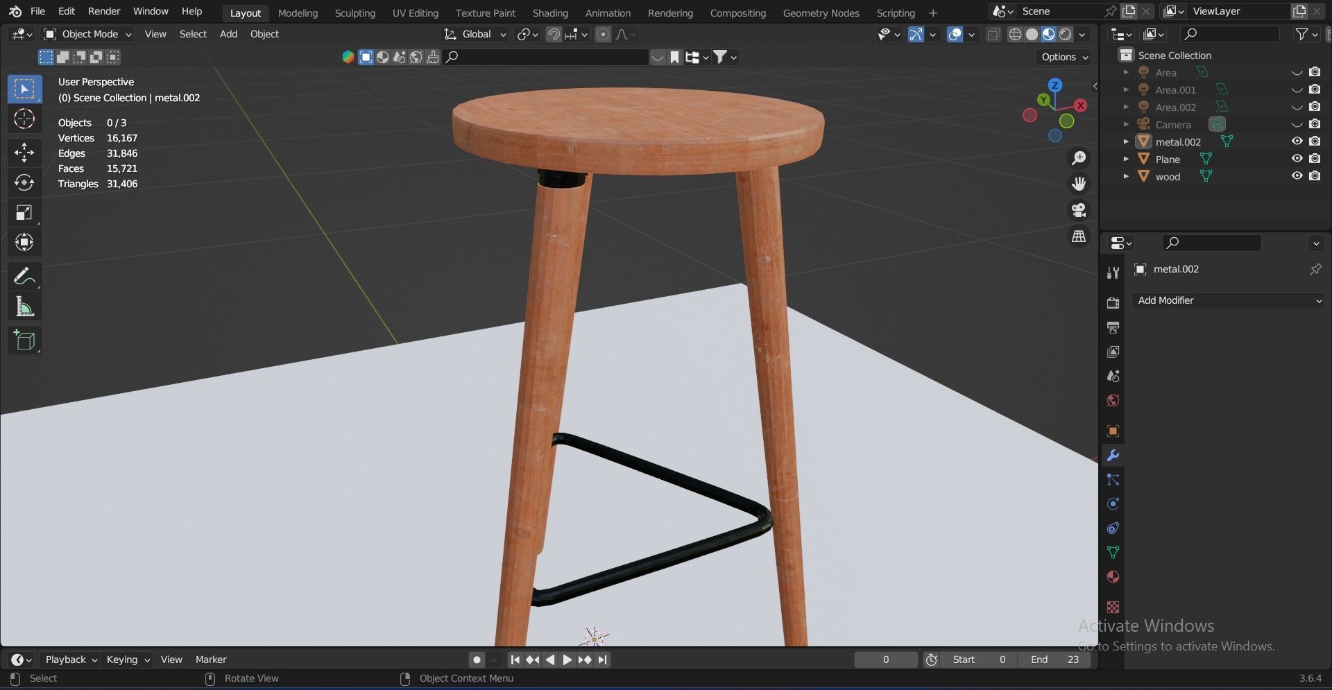Bar Stool for Kitchen 3D model_31