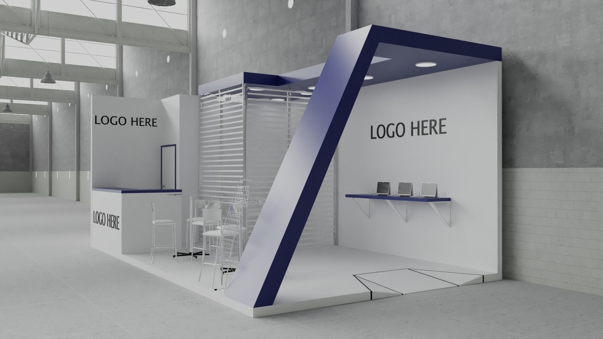 Exhibition Stand 02 4m x 7m 3D model_1