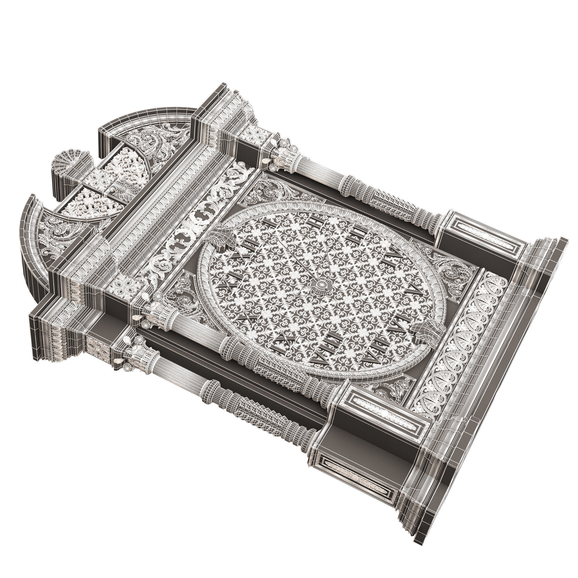 Classic Clock 014 Chrome Low-poly 3D model_23