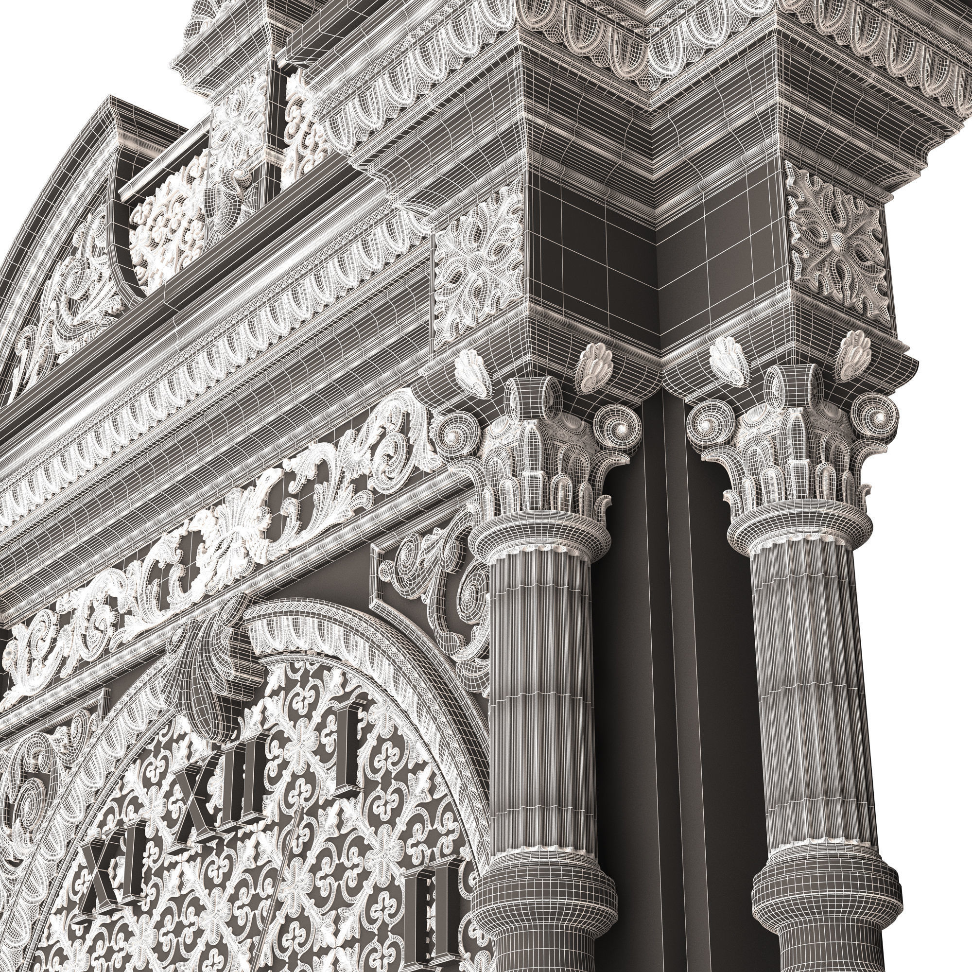 Classic Clock 014 Chrome Low-poly 3D model_16