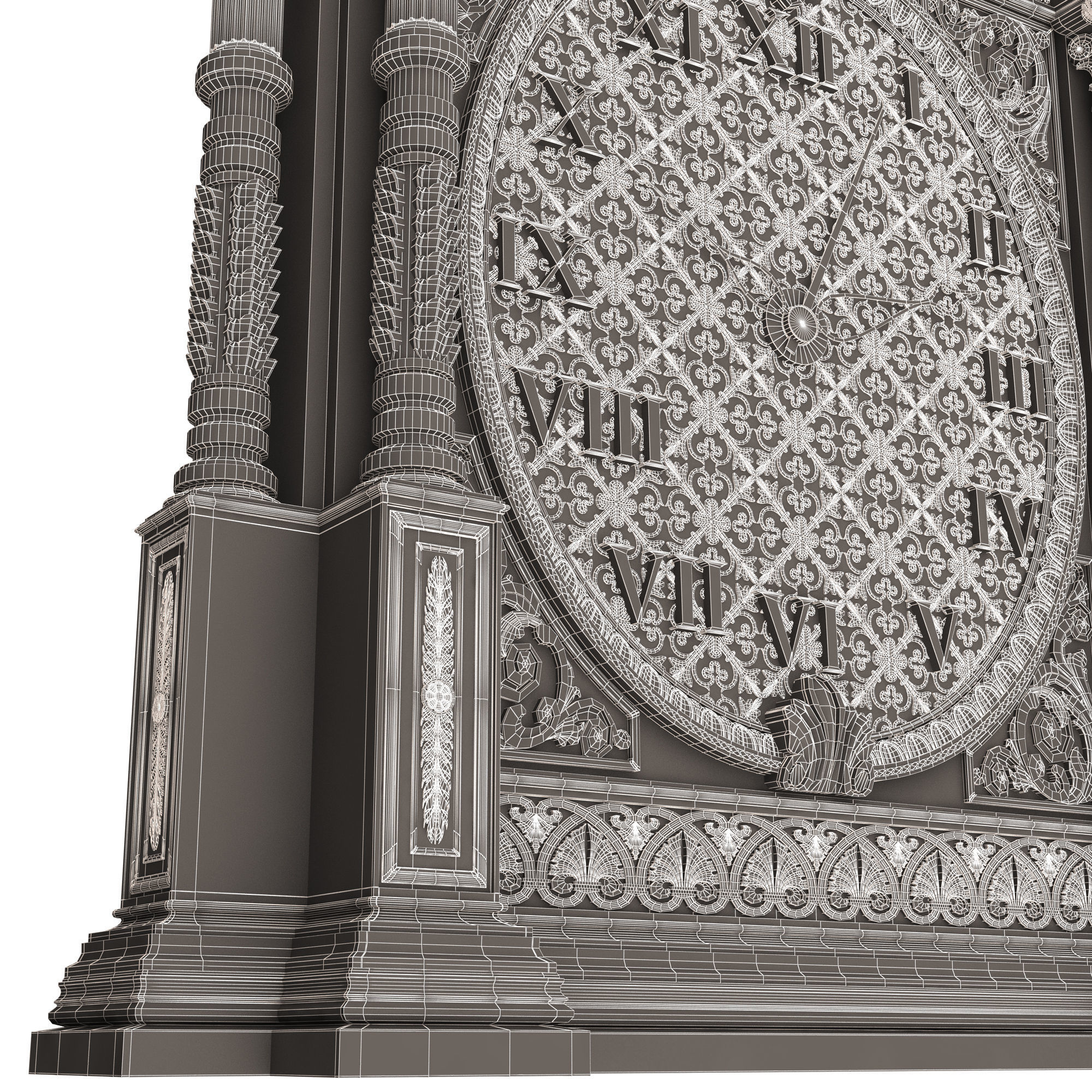 Classic Clock 014 Chrome Low-poly 3D model_27