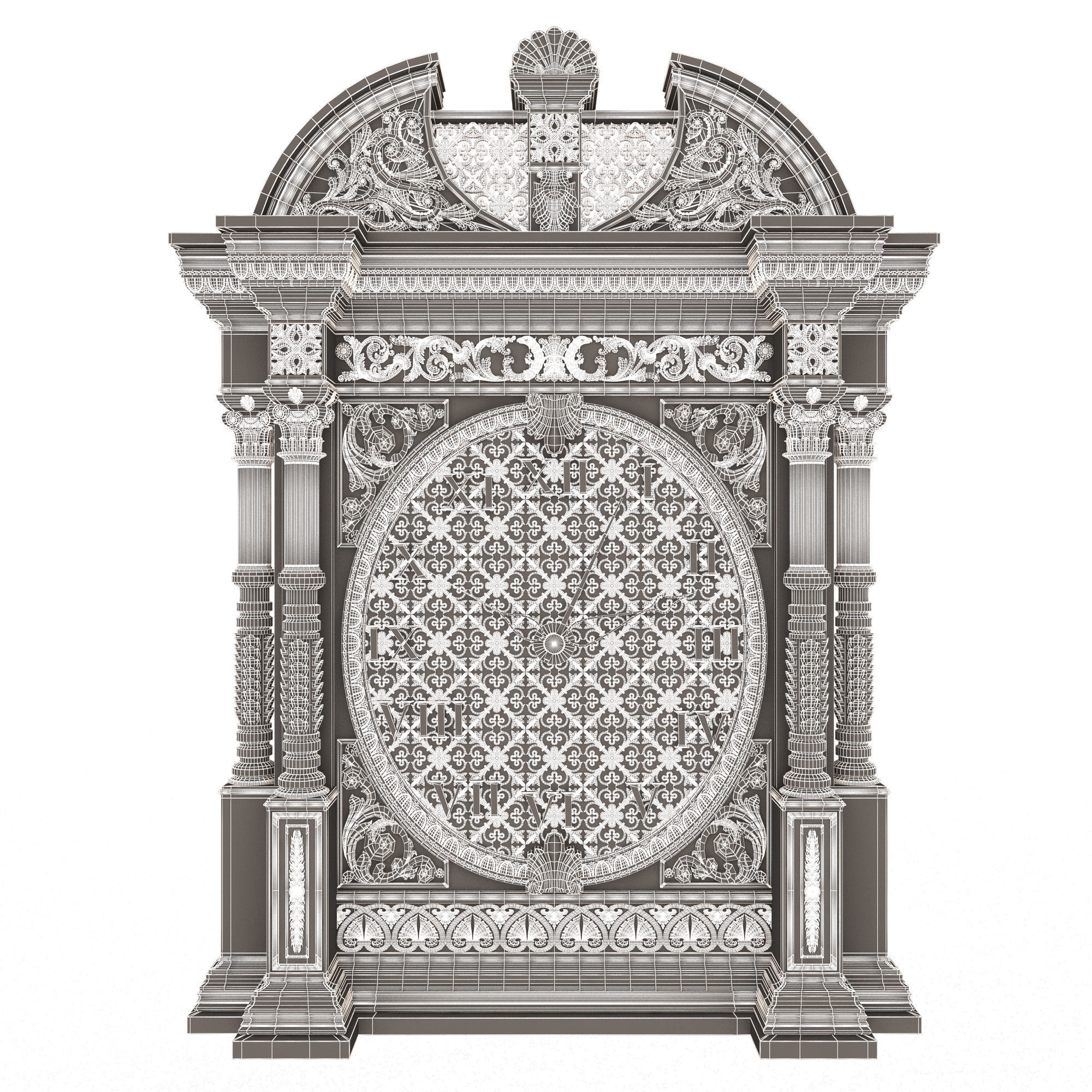 Classic Clock 014 Chrome Low-poly 3D model_28