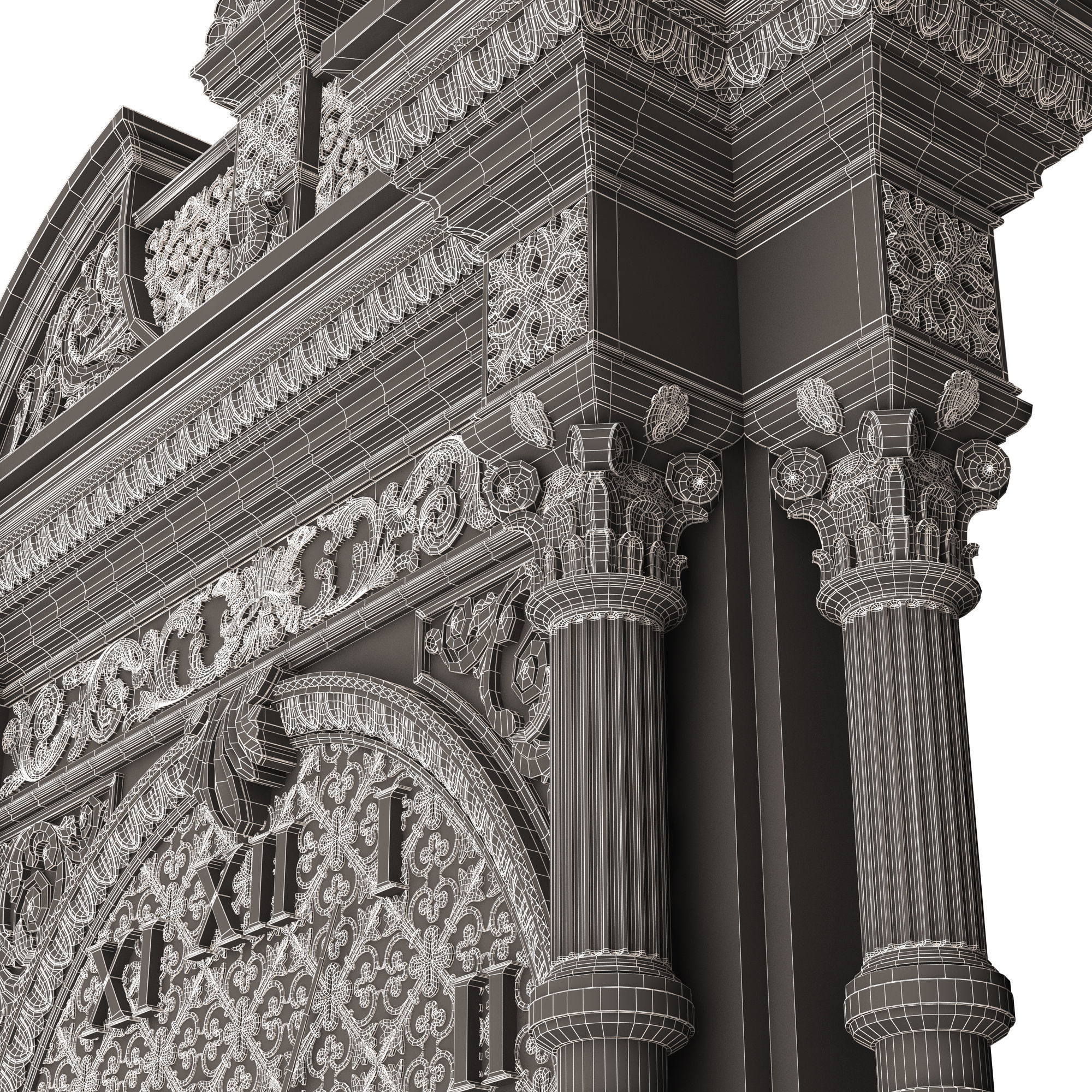 Classic Clock 014 Chrome Low-poly 3D model_26