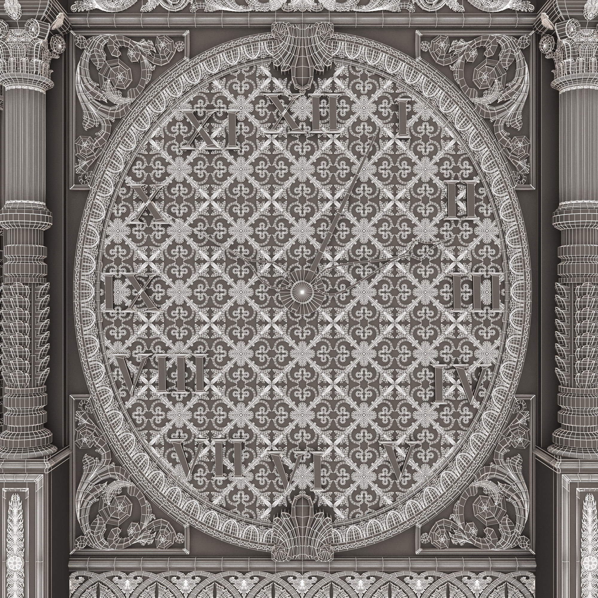 Classic Clock 014 Chrome Low-poly 3D model_24