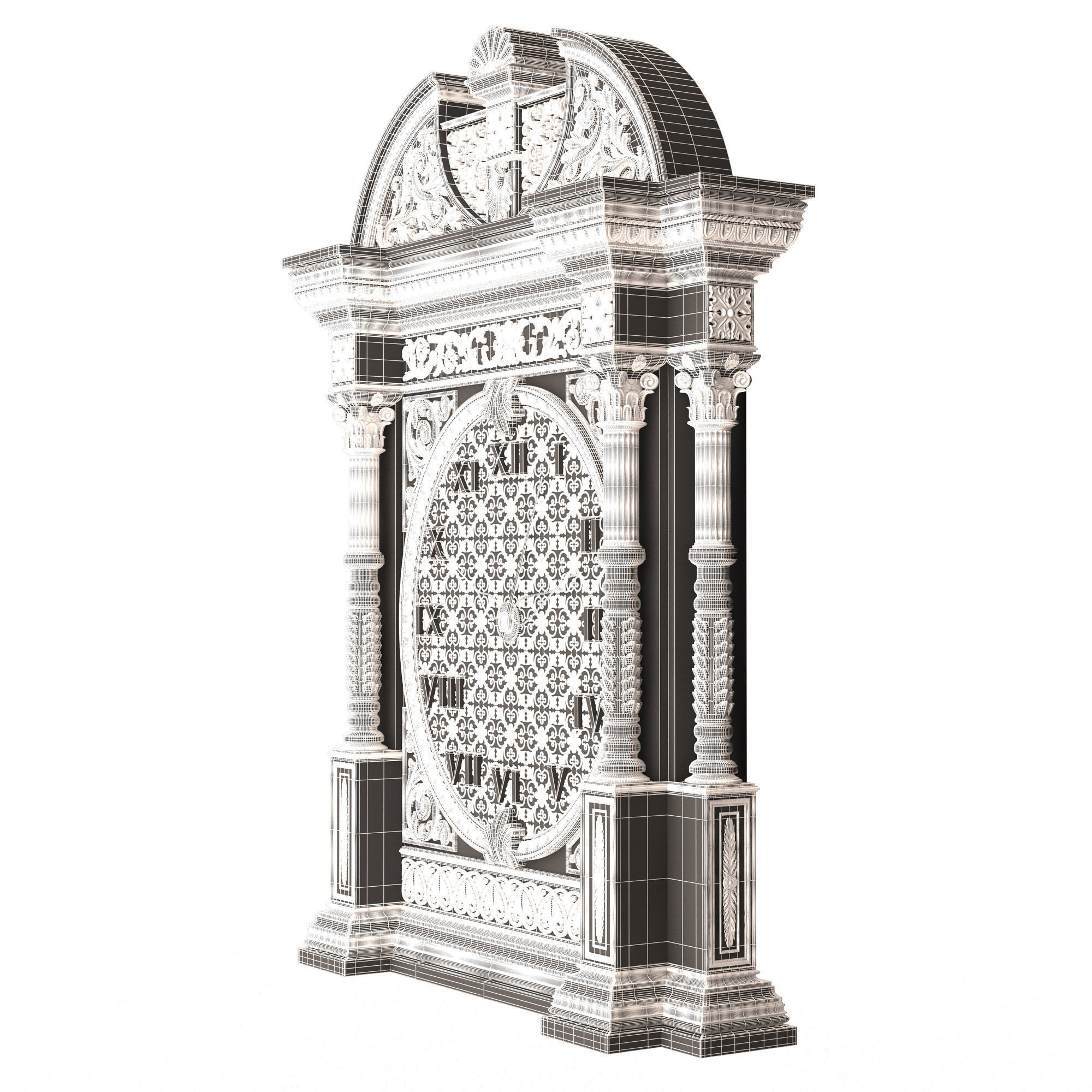 Classic Clock 014 Chrome Low-poly 3D model_12