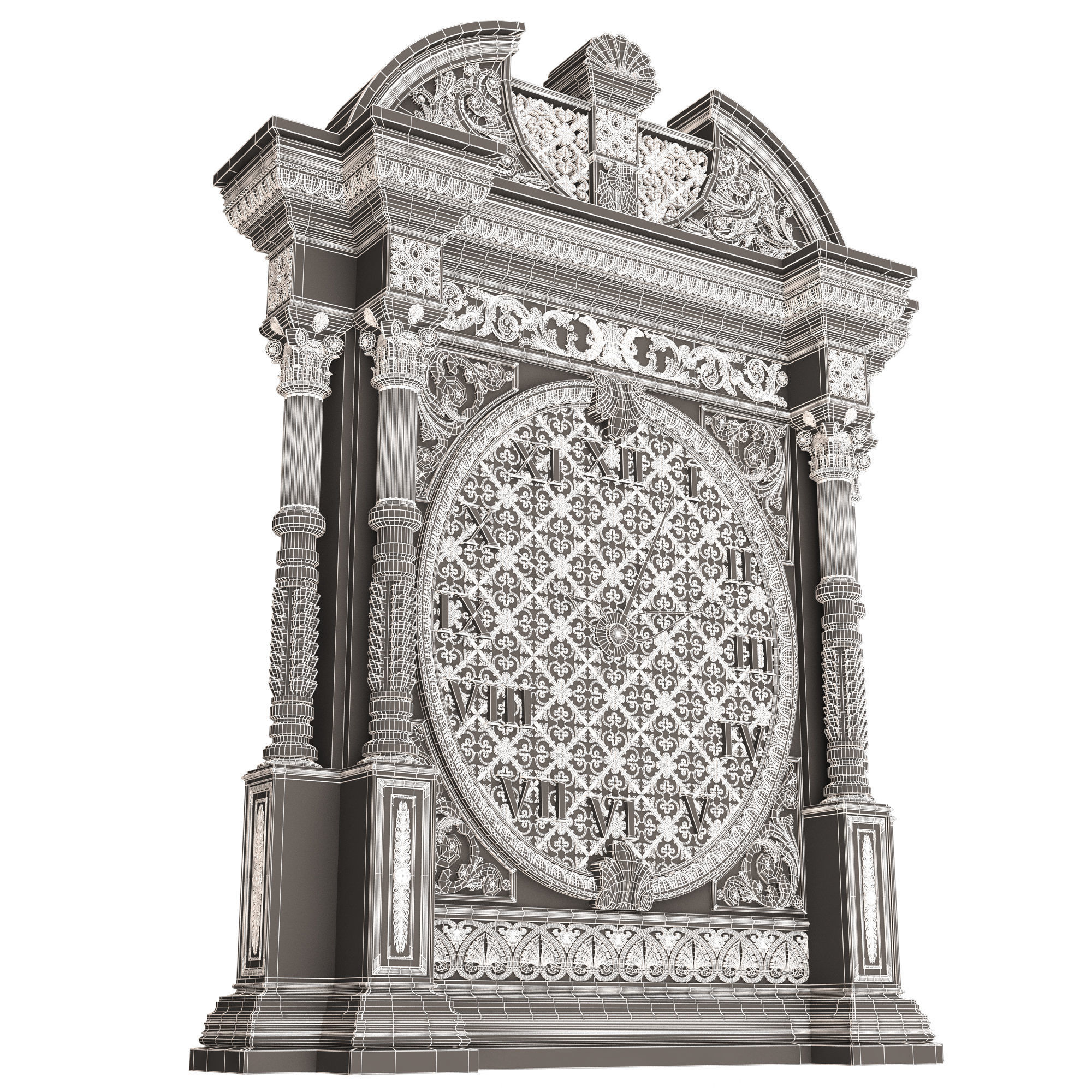 Classic Clock 014 Chrome Low-poly 3D model_20