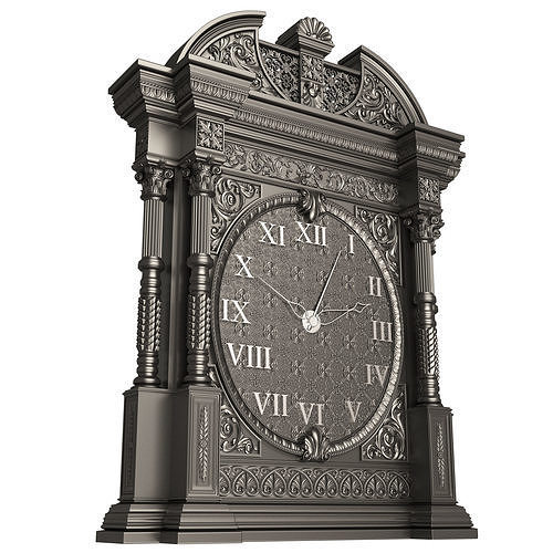 Classic Clock 014 Chrome Low-poly 3D model