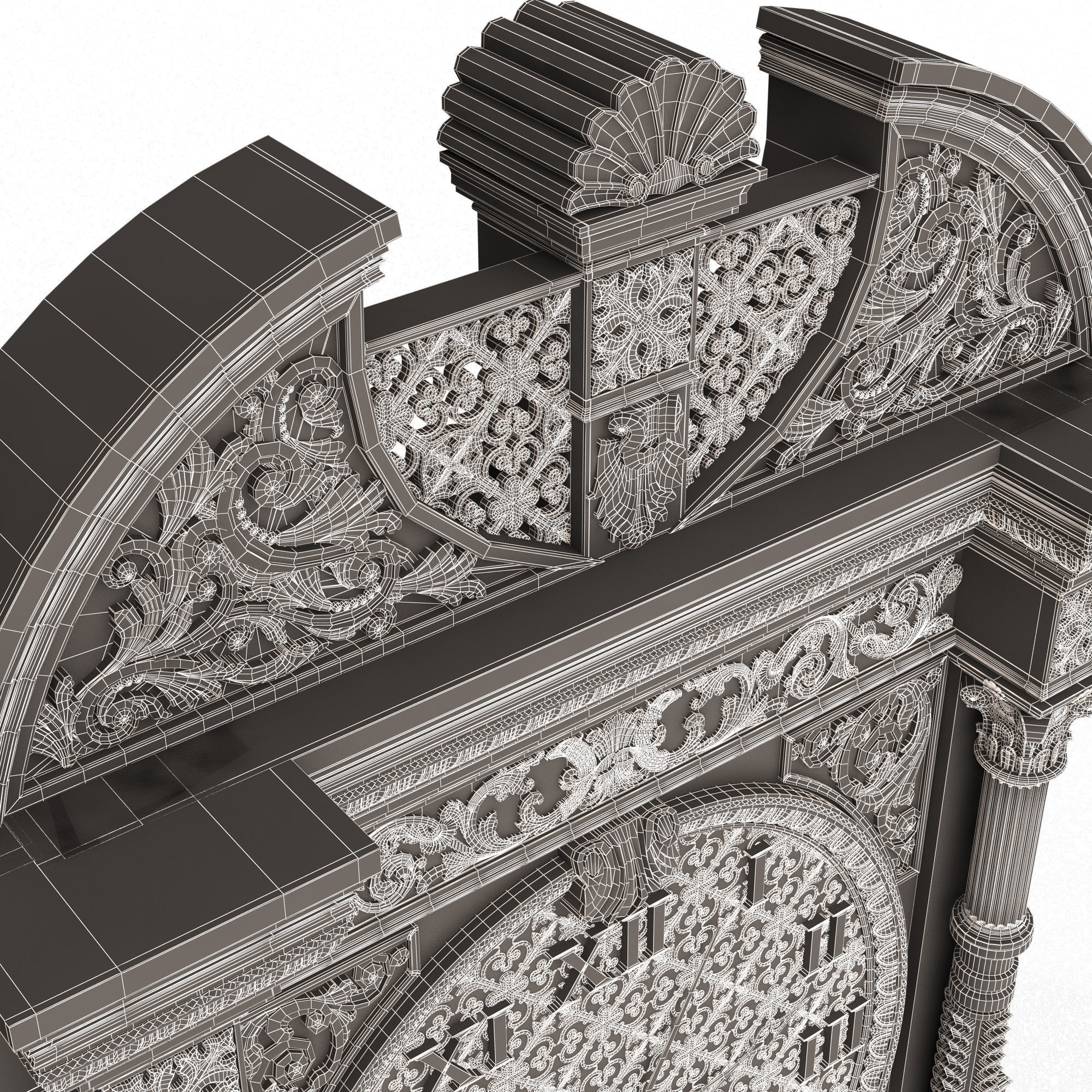 Classic Clock 014 Chrome Low-poly 3D model_25