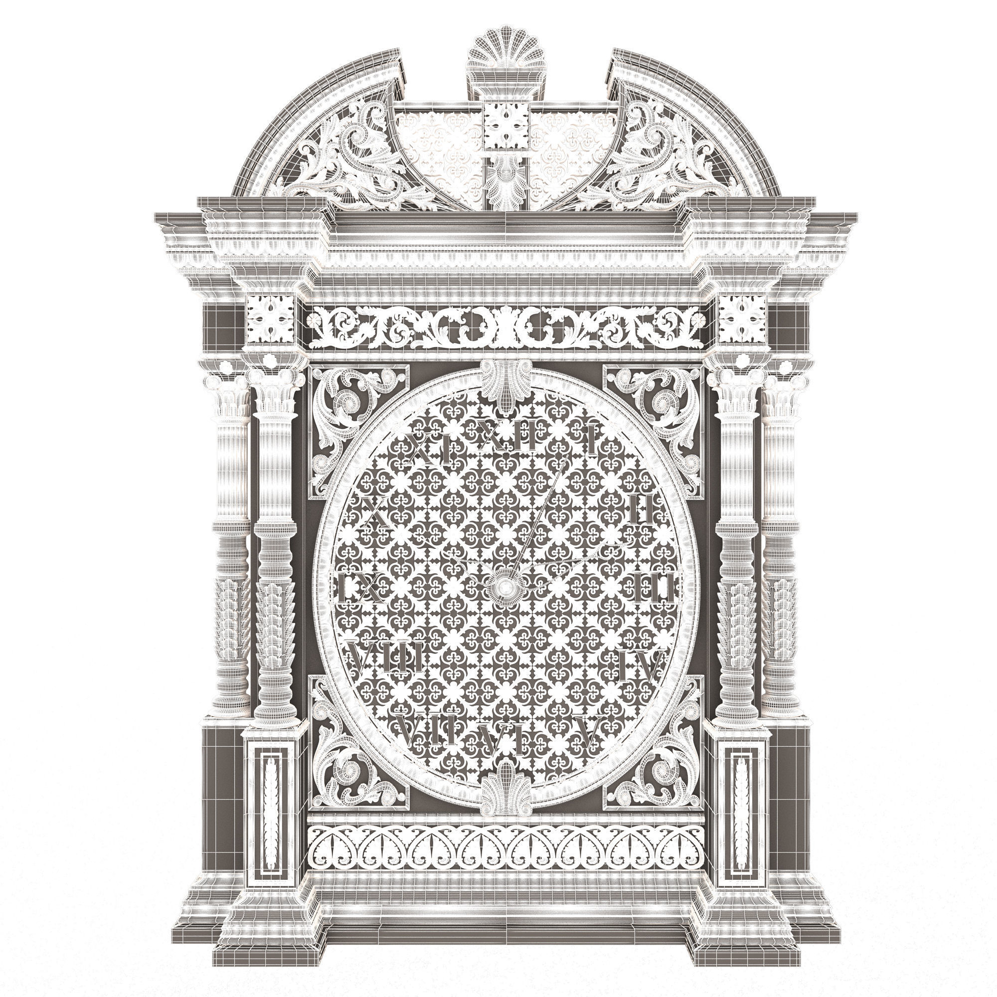 Classic Clock 014 Chrome Low-poly 3D model_18