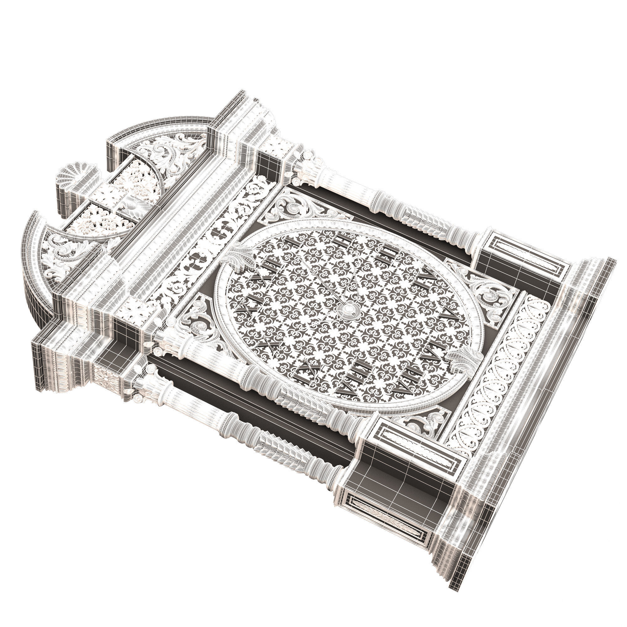 Classic Clock 014 Chrome Low-poly 3D model_13