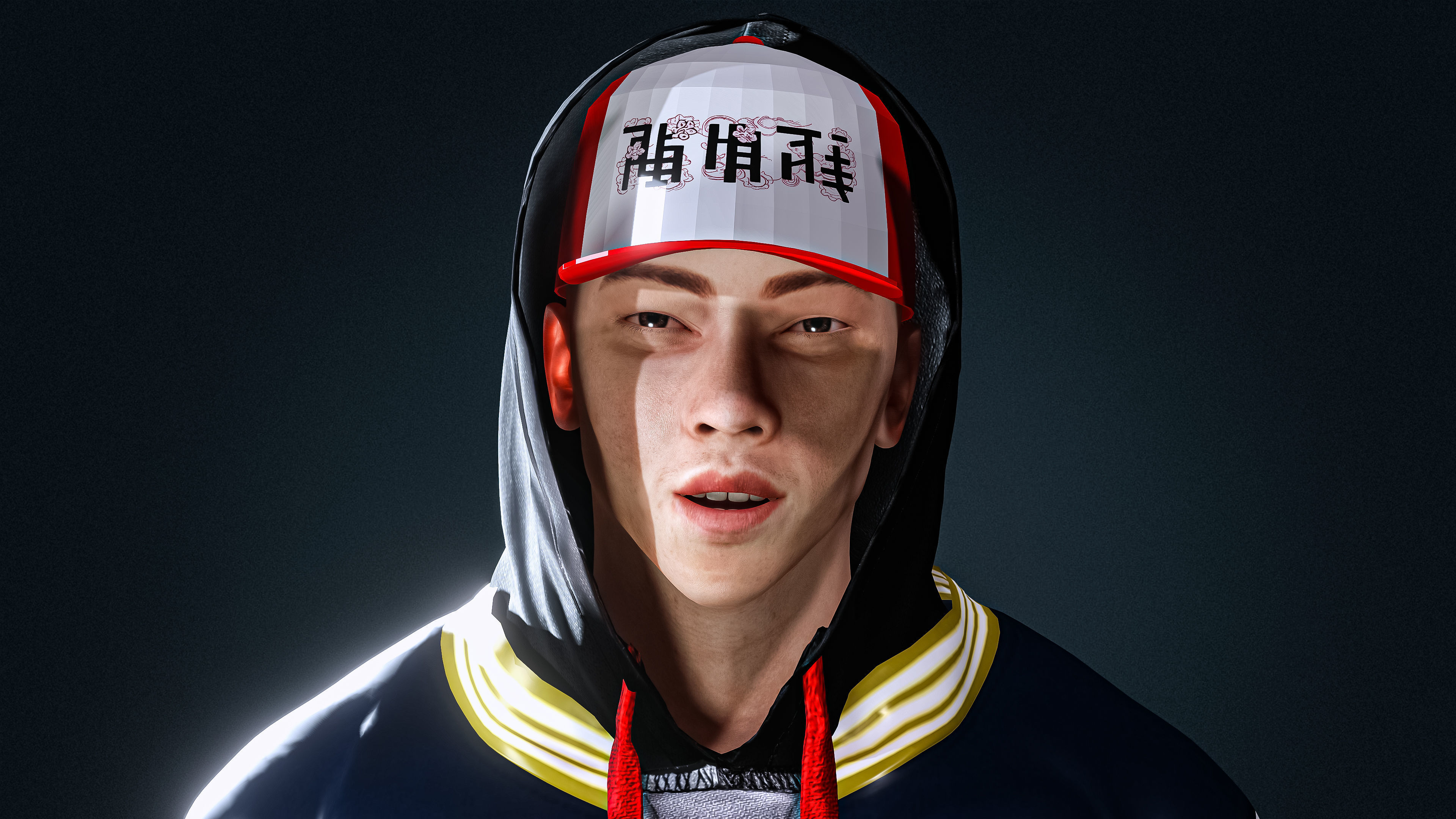 High Quality Asian Funky Man Low-poly 3D model_6