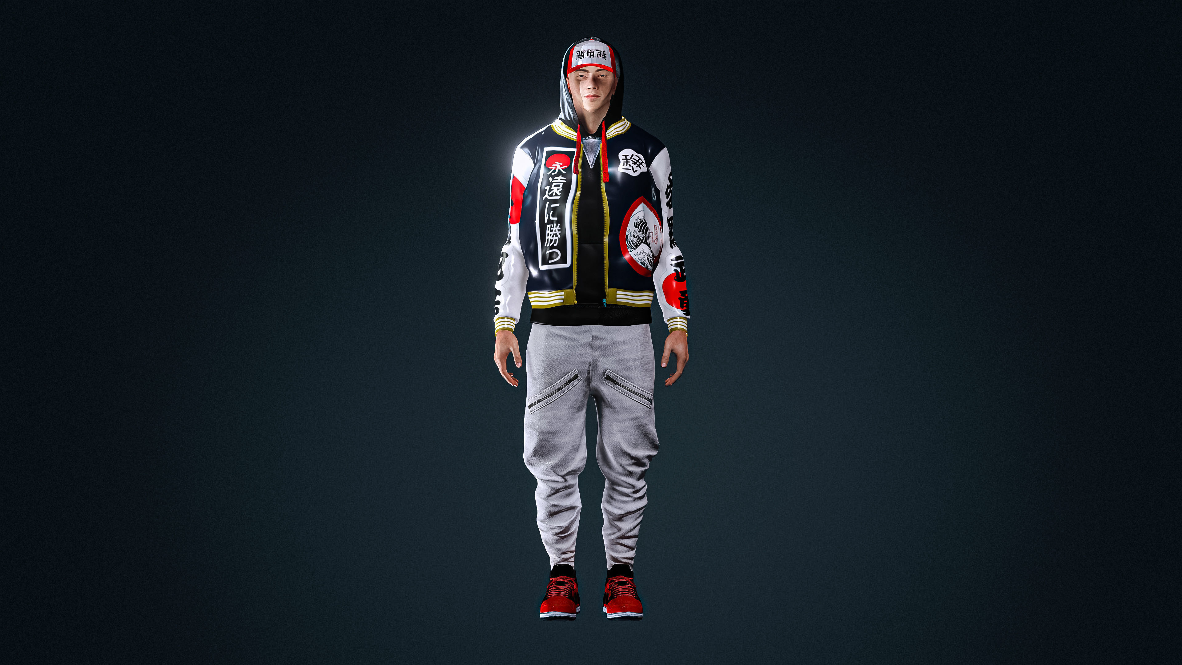 High Quality Asian Funky Man Low-poly 3D model_2