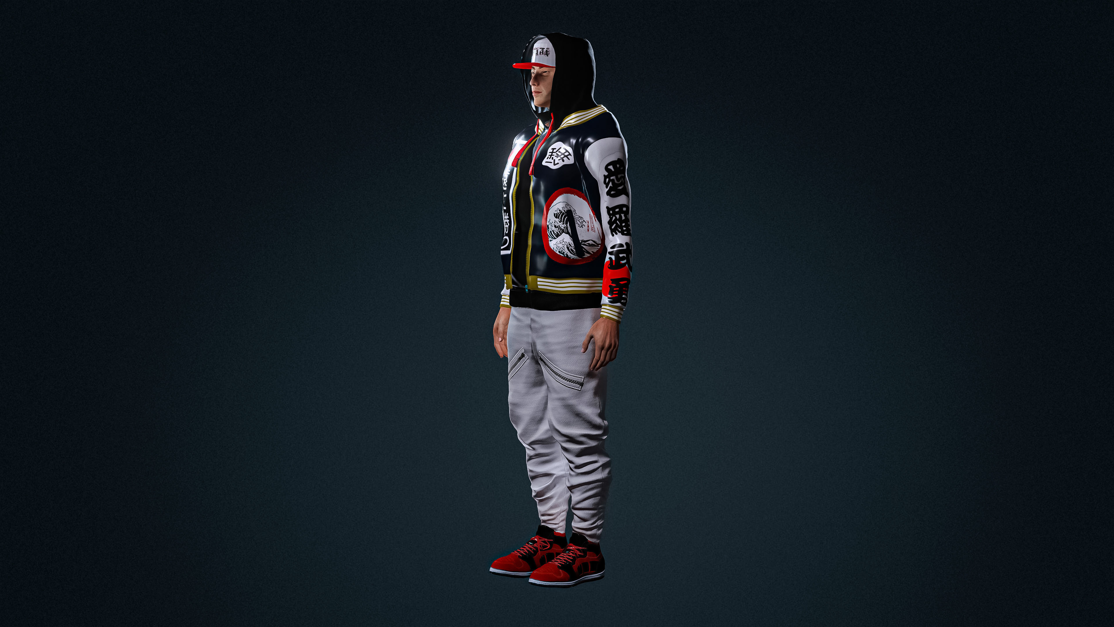 High Quality Asian Funky Man Low-poly 3D model_3