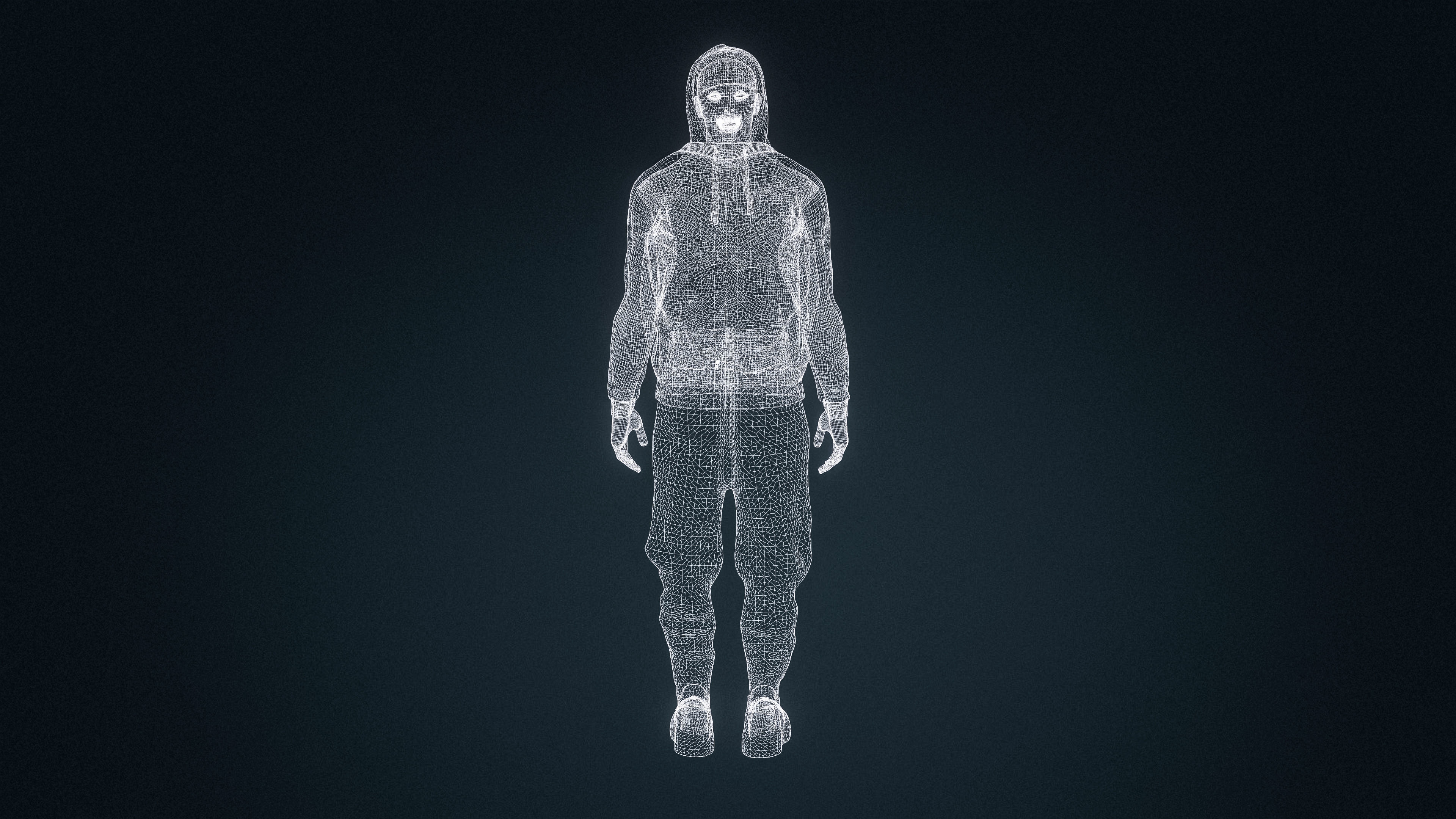 High Quality Asian Funky Man Low-poly 3D model_12