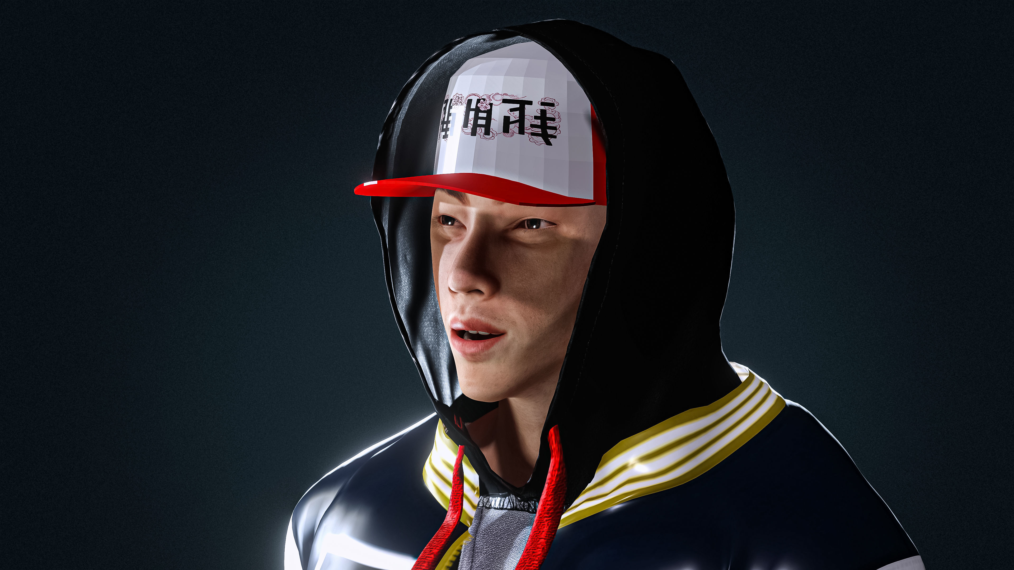 High Quality Asian Funky Man Low-poly 3D model_8