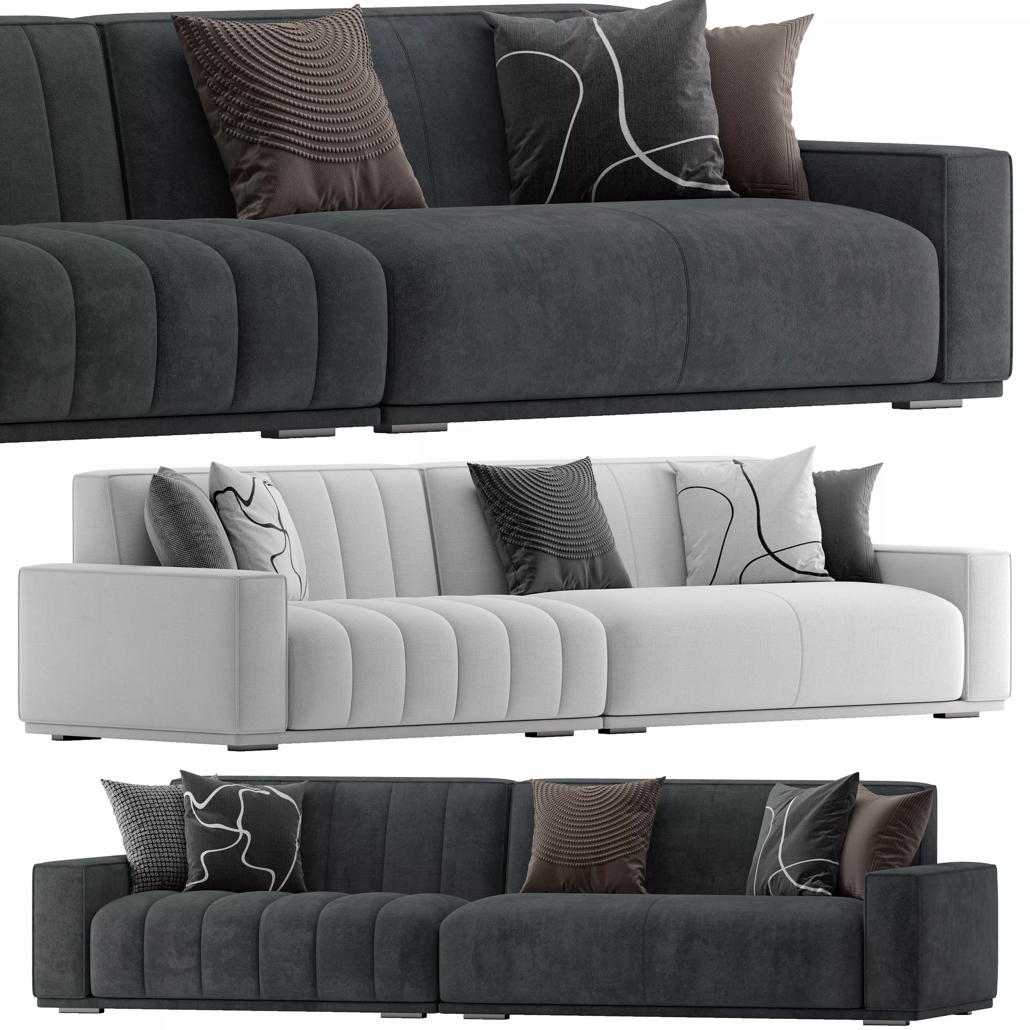 Elegant and cozy Flannel Upholstered Modern sofa 3D model