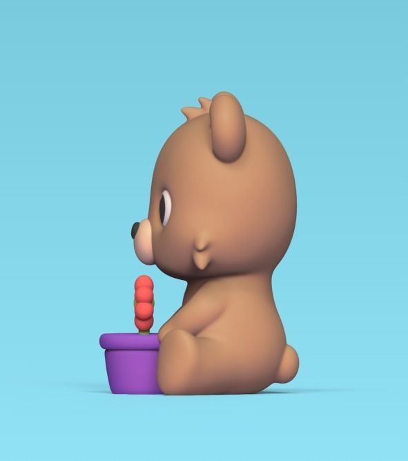 Bear Flower 3D print model_3