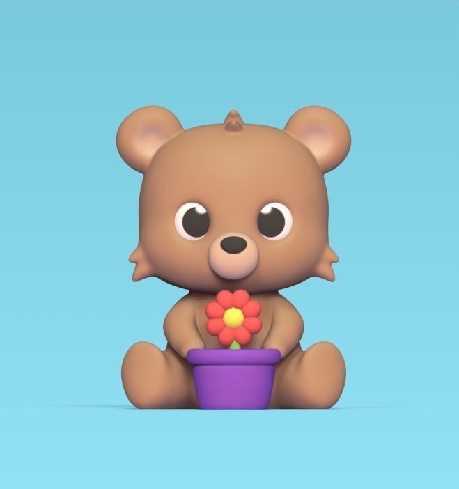 Bear Flower 3D print model_1