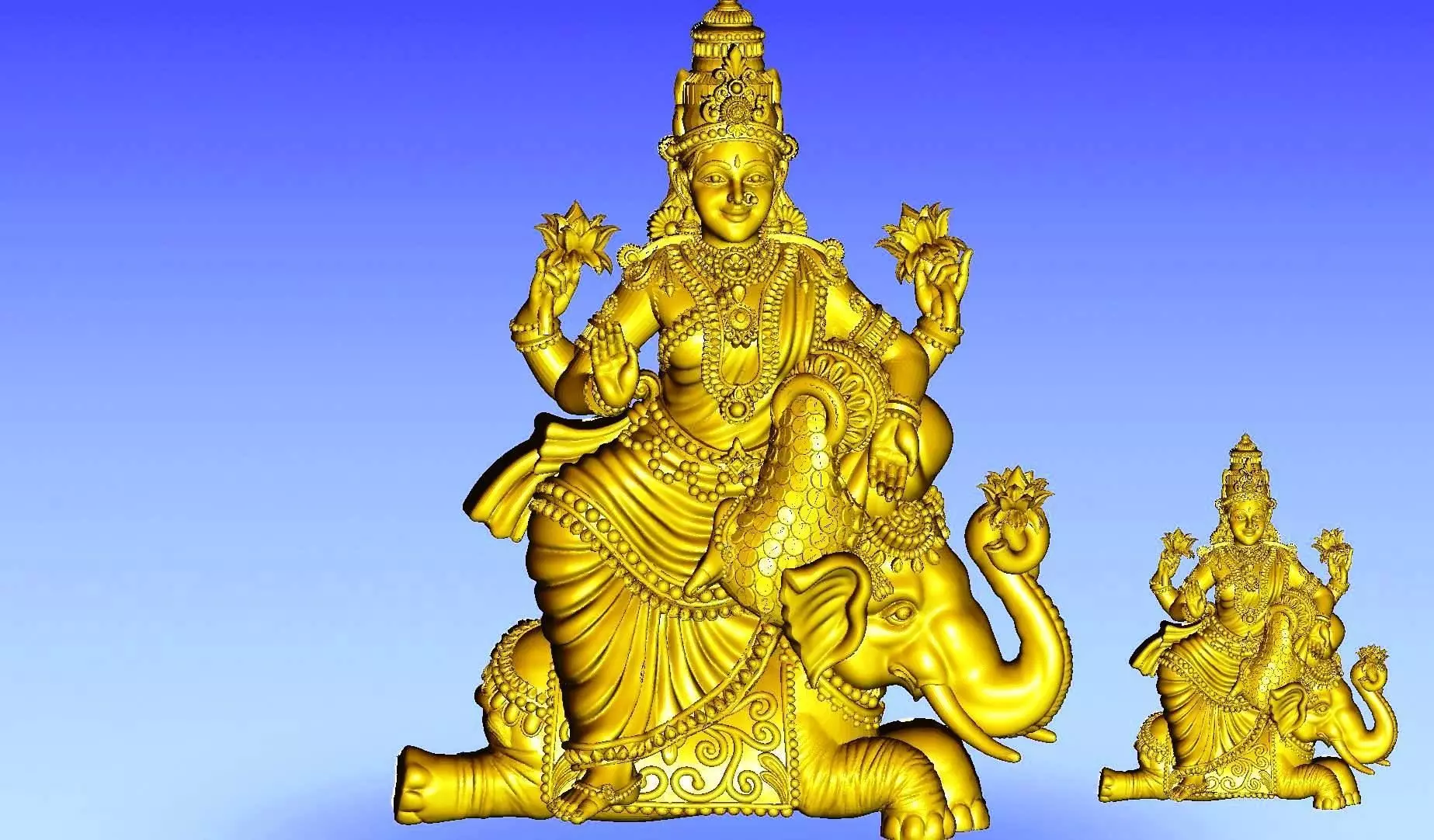 ArtCAM 3D Gaja Lakshmi Designs Celebrate the Goddess of Wealth 3D print model