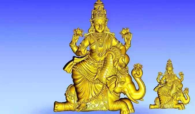 ArtCAM 3D Gaja Lakshmi Designs Celebrate the Goddess of Wealth 3D print model