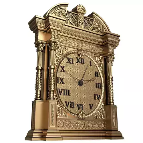 Classic Clock 014 Gold Low-poly 3D model