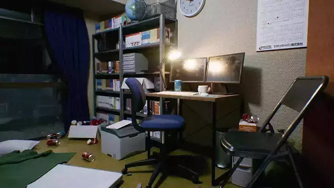 Japanese NEETs Apartment Low-poly 3D model