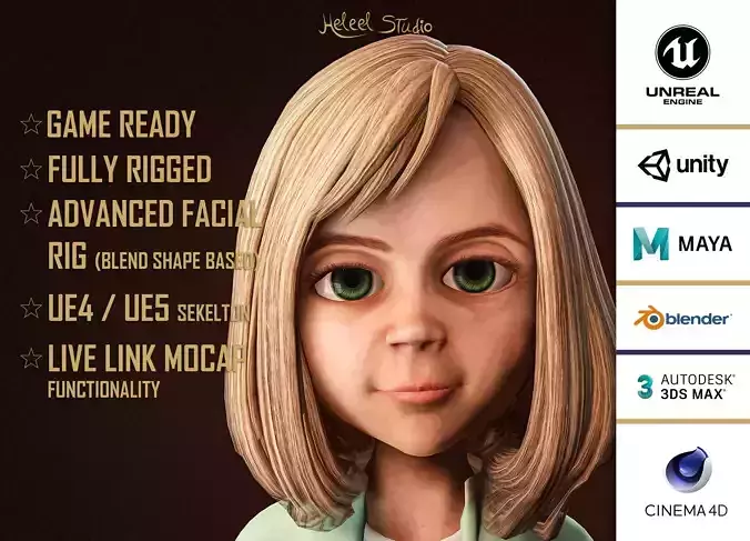 High Quality Female Cartoon  10 Years Child