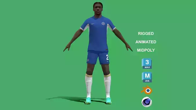 3D Rigged Axel Disasi Chelsea 2024 3D model