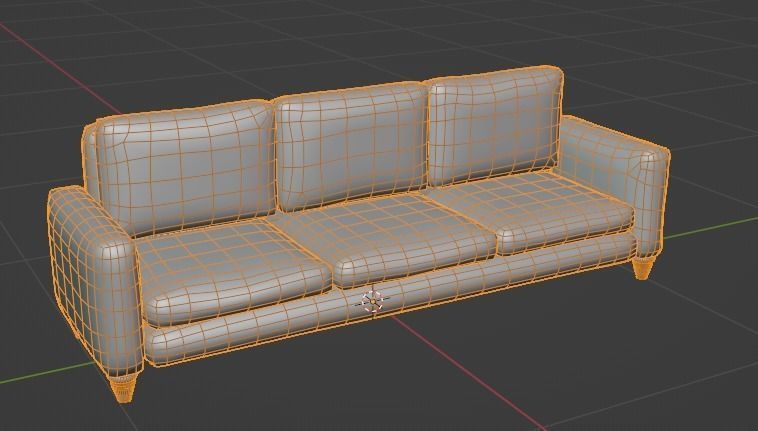 Modern 3-Seater Sofa with High-Resolution 4K Textures Low-poly 3D model_7