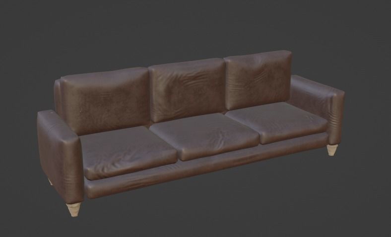 Modern 3-Seater Sofa with High-Resolution 4K Textures Low-poly 3D model_5