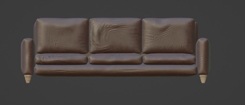 Modern 3-Seater Sofa with High-Resolution 4K Textures Low-poly 3D model_2