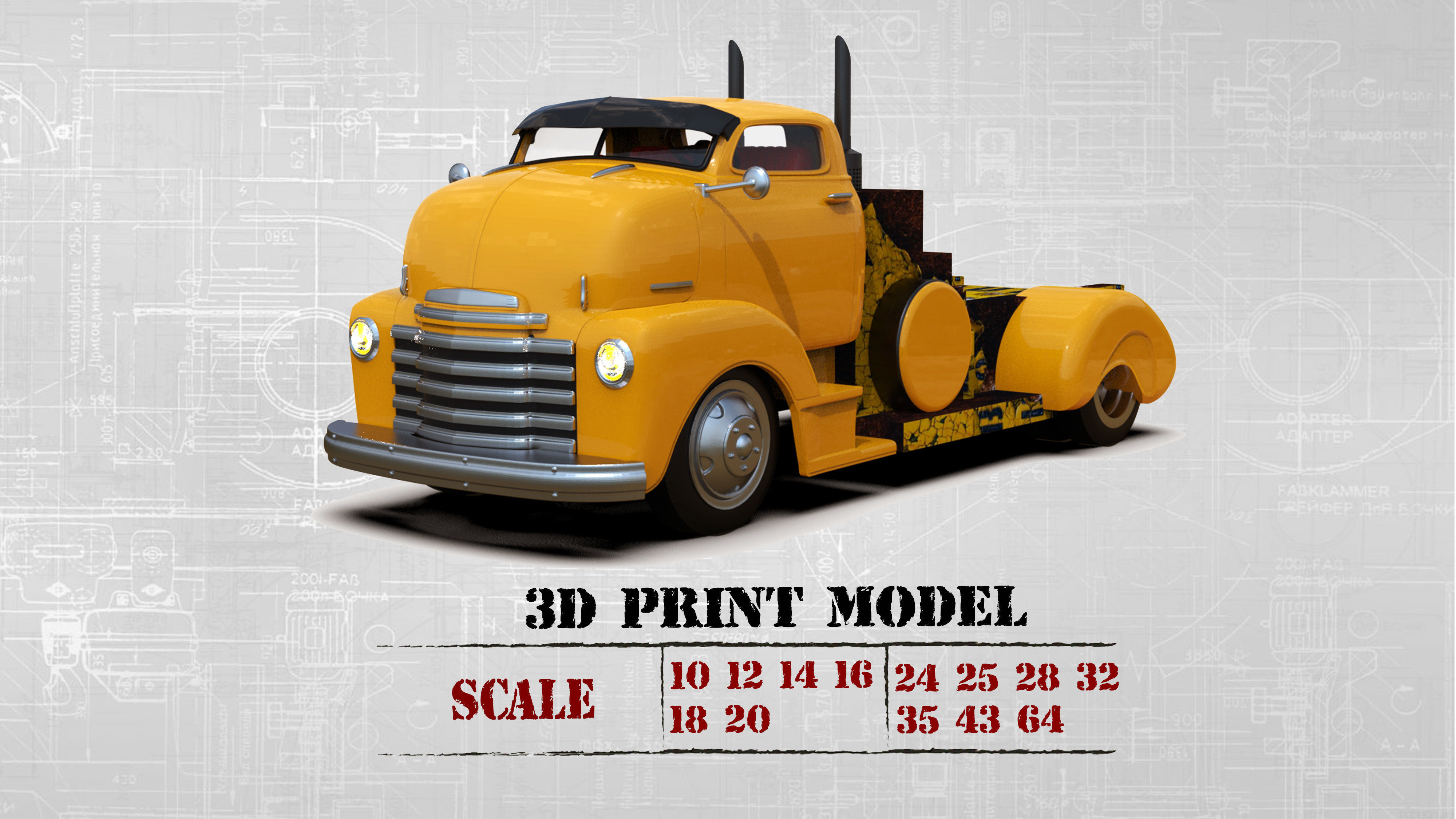 Retro Ride Stl STL for 3Dprinting custom vintage older COE ratrod lowered truck 3D ...