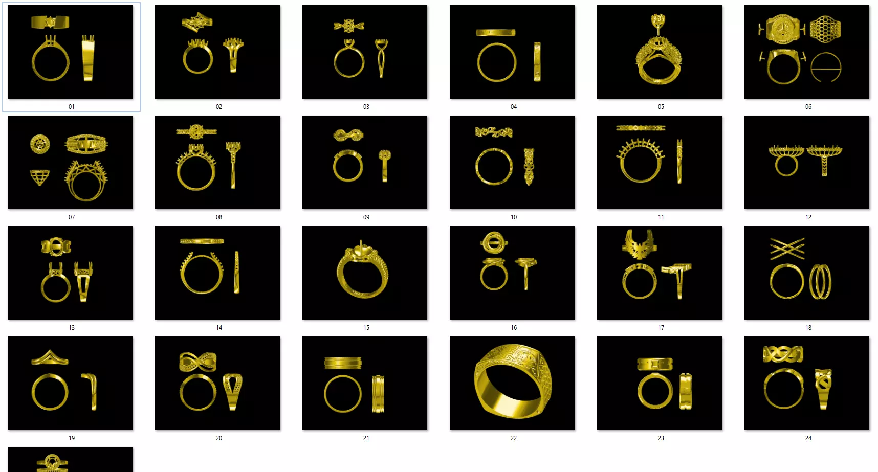 25 DESIGNER COCKTAIL RINGS 3D print model pt-2 3D print model_0