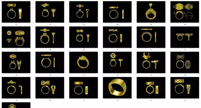 25 DESIGNER COCKTAIL RINGS 3D print model pt-2