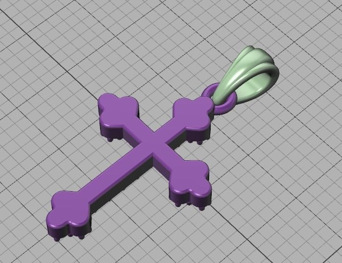 Diamond Cross 16mm Height Necklace Pendant 3Dprint model 3D print model_38