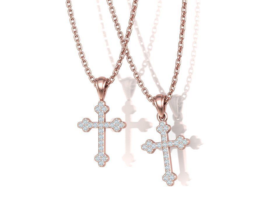 Diamond Cross 16mm Height Necklace Pendant 3Dprint model 3D print model_2