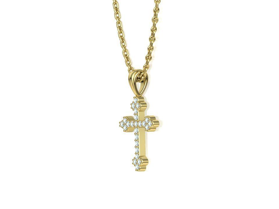 Diamond Cross 16mm Height Necklace Pendant 3Dprint model 3D print model_19