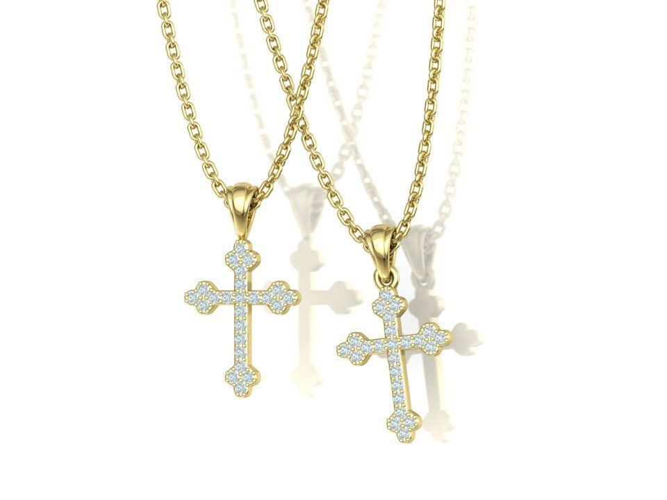 Diamond Cross 16mm Height Necklace Pendant 3Dprint model 3D print model_3
