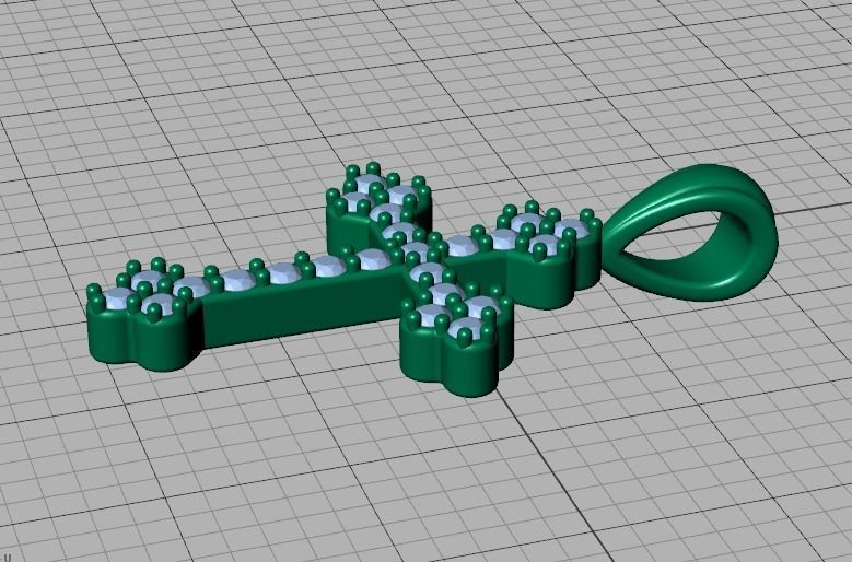 Diamond Cross 16mm Height Necklace Pendant 3Dprint model 3D print model_33