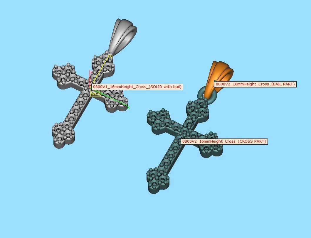 Diamond Cross 16mm Height Necklace Pendant 3Dprint model 3D print model_12