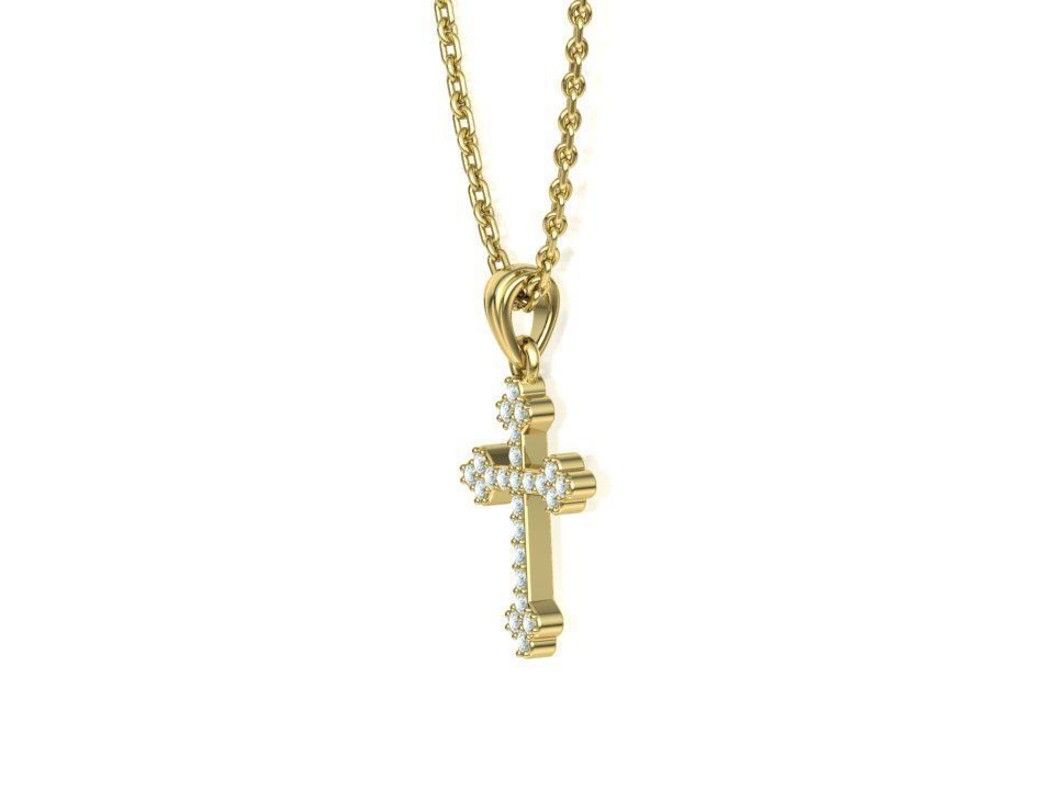 Diamond Cross 16mm Height Necklace Pendant 3Dprint model 3D print model_16