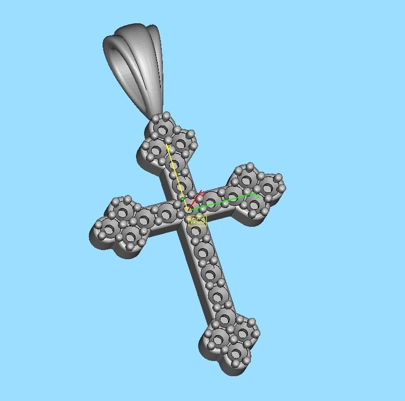 Diamond Cross 16mm Height Necklace Pendant 3Dprint model 3D print model_32