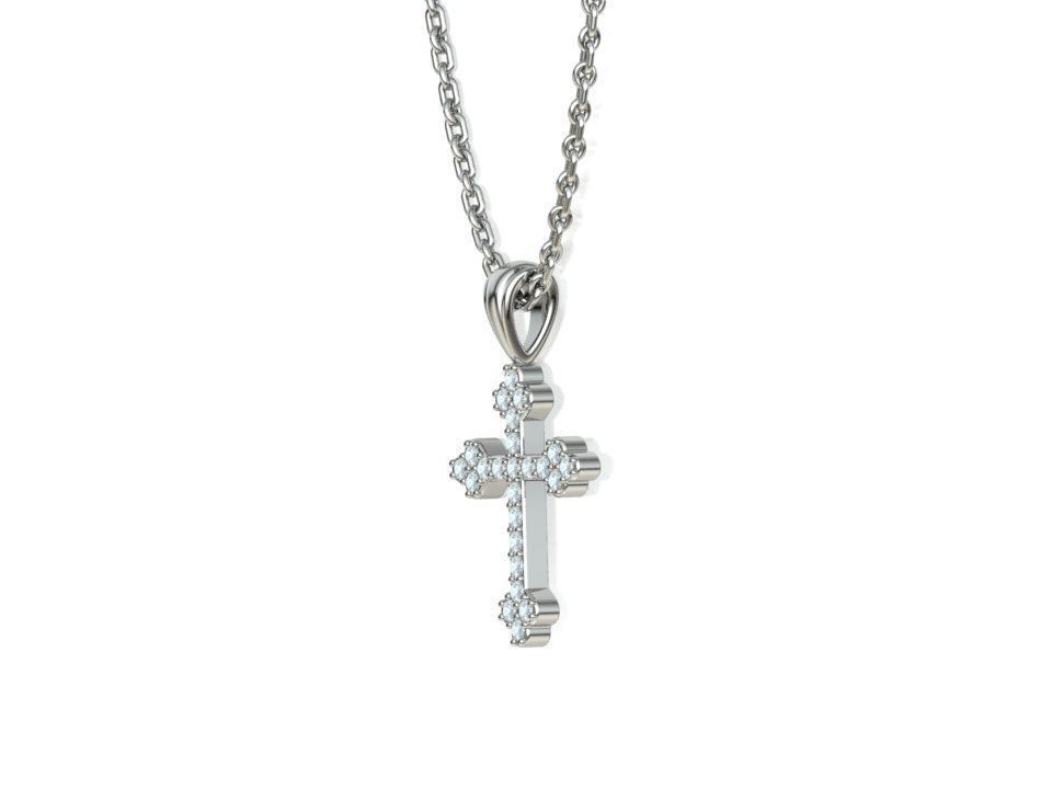Diamond Cross 16mm Height Necklace Pendant 3Dprint model 3D print model_20