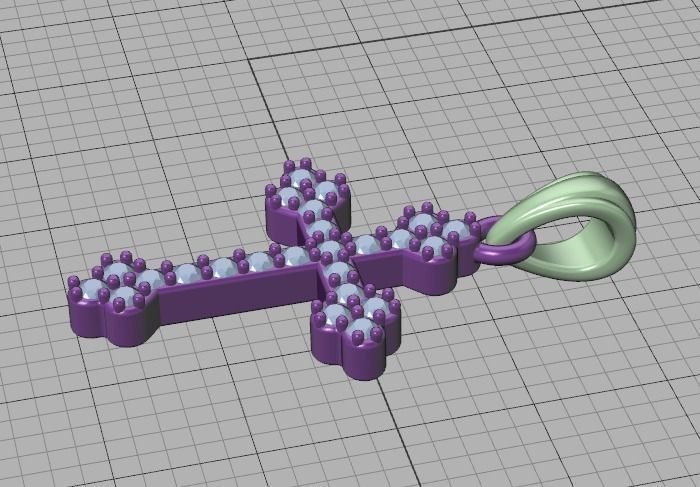 Diamond Cross 16mm Height Necklace Pendant 3Dprint model 3D print model_39