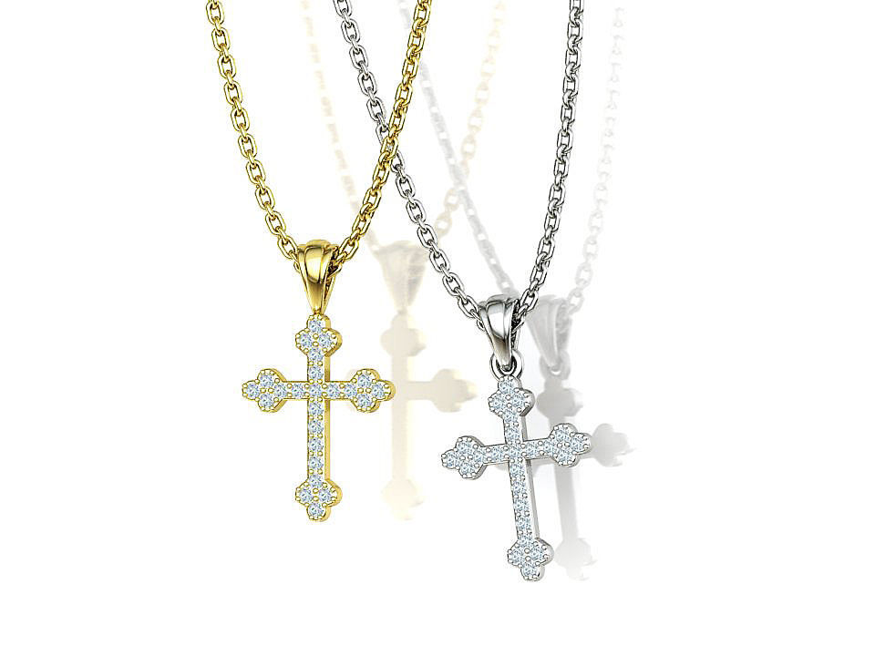 Diamond Cross 16mm Height Necklace Pendant 3Dprint model 3D print model_5