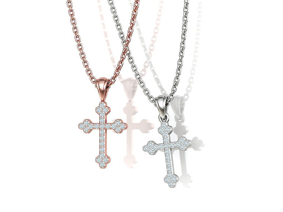 Diamond Cross 16mm Height Necklace Pendant 3Dprint model 3D print model_23